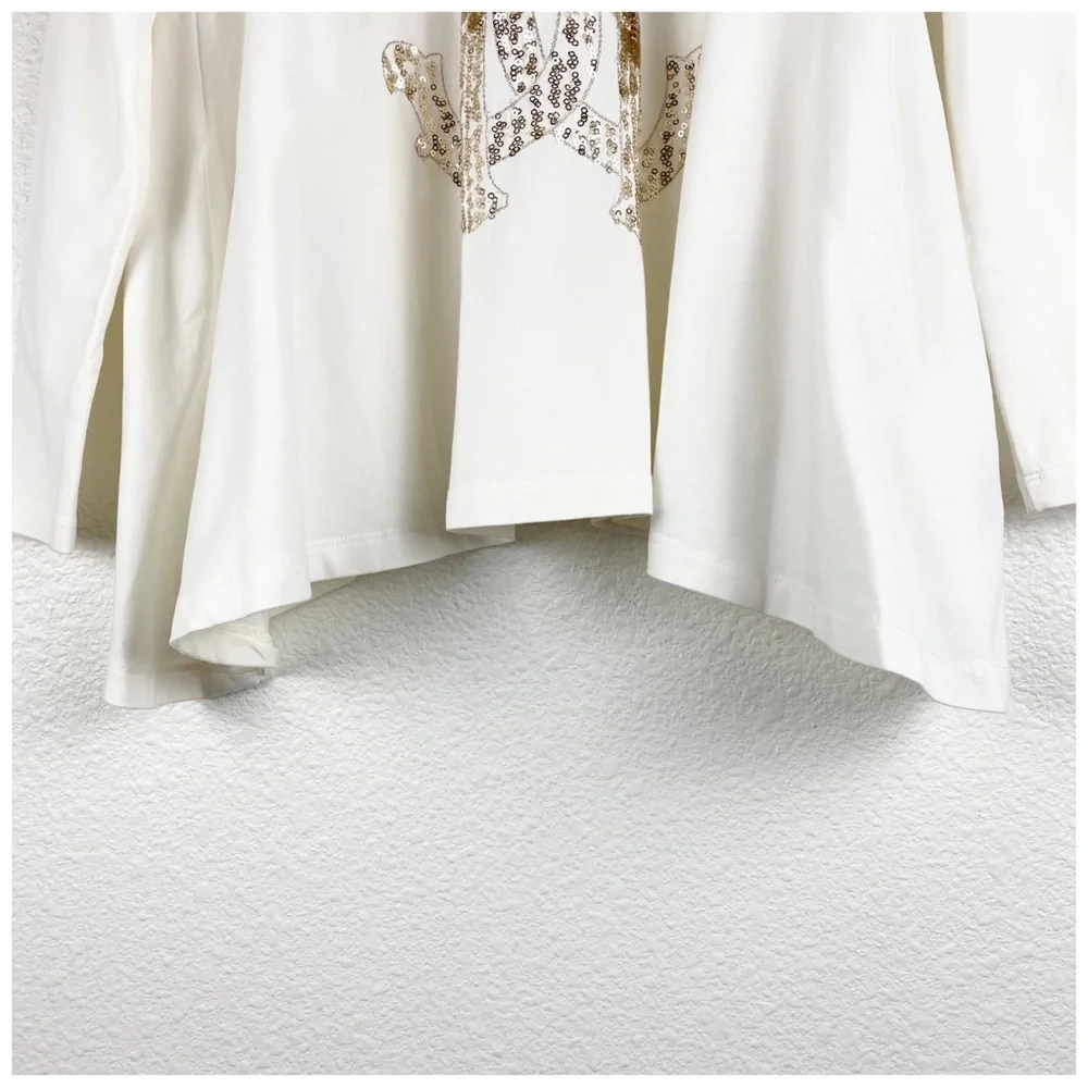 Roberto Cavalli Girl's White Gold Sequin Long Sleeve Top Size 7 Designer